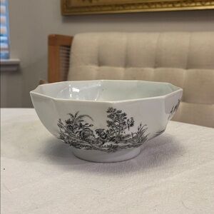 Elegant Black and White French country  ceramic  Bowl 7”